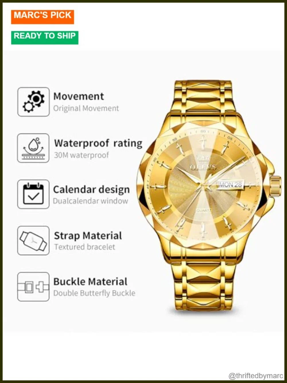 Luxury Dress Waterproof Analog Quartz Watch Stainless Steel 41mm Minimalist